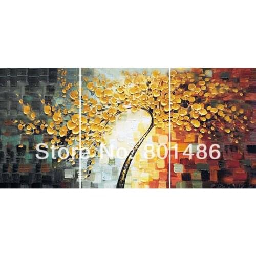 Modern Abstract Hand Painted Oil Painting On Canvas Golden Trees Landscape Painting Canvas Wall Art For Home Bedroom Decor