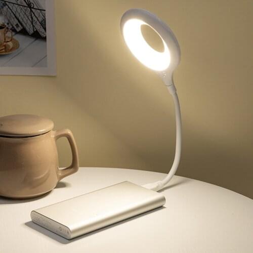 LED Portable USB Rechargeable Flexo Ring Lamp Bedroom Study Reading Book Night Lights Eye Protection Desk Laptop Lighting Tools