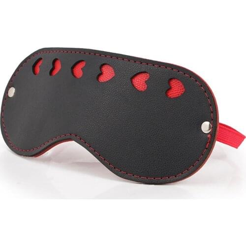 Adult Games Masks BDSM Bondage Sex Toys Black PU Leather Red Heart Eye Mask Shading Sleep Blindfold Sex Cosplay Decorations