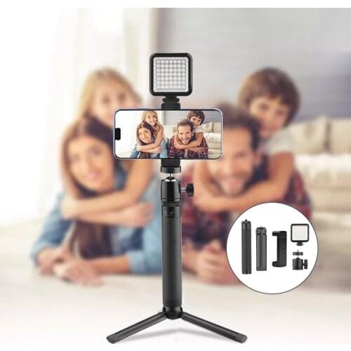 Extension Rod Selfie Stick for Smartphone Live Video LED Fill Light Tripod Stand with Phone Clip Holder for Phone Live Equipment