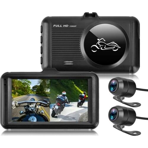 Night Vision Outdoor Camera 1080P HD Motorcycle Waterproof Cam Front Rear Dual Lens DVR System with Wired Remote