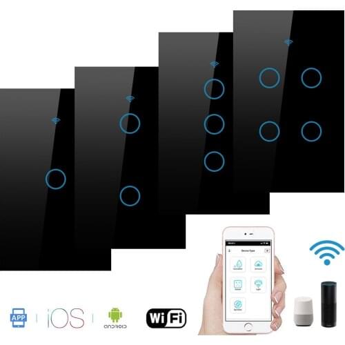 Remote with Alexa WiFi Smart Light Switch Google Home For Android IOS 1/2/3/4 Gang Voice Control Wireless Wall Switches