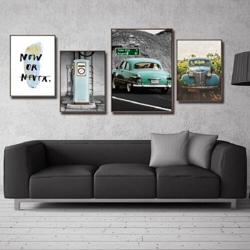 Vintage Cars Experience Different Things Canvas Paintings Life Quotes Print Wall Art Pictures For Living Room Decoration
