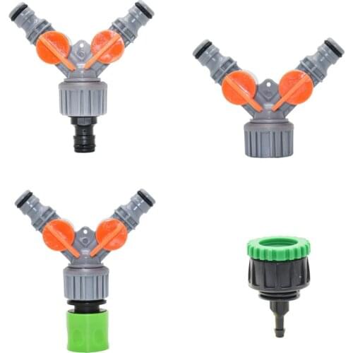 1/2 3/4 Thread Garden 2-Way Tap Connector Garden Hose Splitter Y Valve Coupler 1/4" Hose Pipe Adapter 1pcs