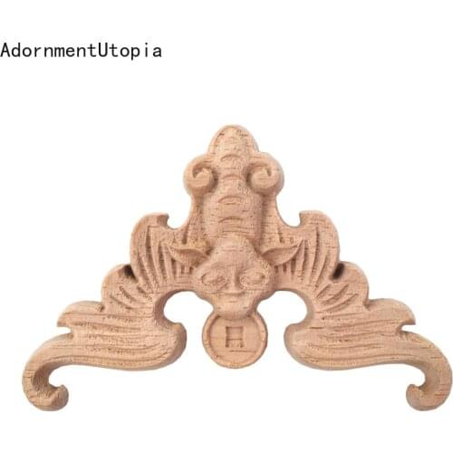 10PCS 8CM European Wood Carving Decal Solid Wood Door Corner Flower Statues Furniture Decoration Accessories Door Sculptures
