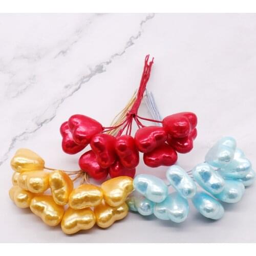 10pcs DIY decoration Foam heart Stamens Artificial Flowers Handmade for Wedding Christmas Scrapbook wreaths party Decoration