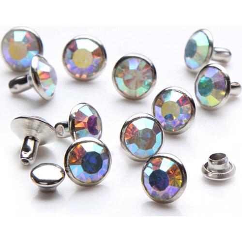 100pc 6mm AB Austria Crystal Rhinestone Rivets Rapid Stud For Leathercraft DIY