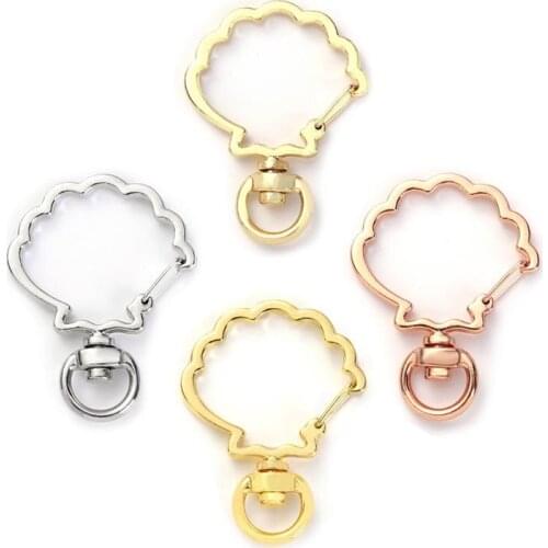 100pcs Metal Shell buckle acrylic pendant dog buckle spot plum fan parachute shell keychain