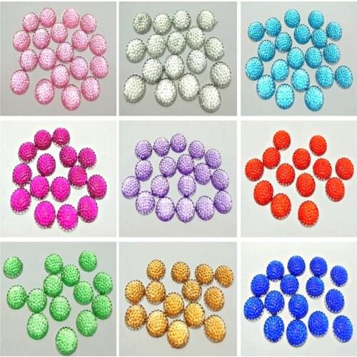 100 Mixed Color Flatback Resin Dotted Round Rhinestone Cabochon Gems 12mm