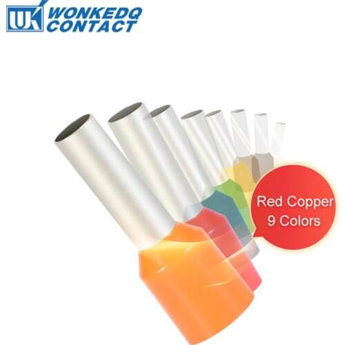1000Pcs VE0308 Ferrule Terminal Red Copper 0.25 ~ 0.3mm² Cross Section Wire Electrical Connector VE 0308 Cord End Terminal Block