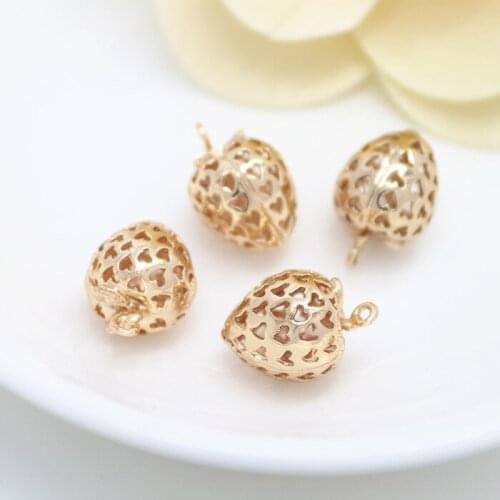 4PCS 12x17MM 24K Champagne Gold Color Plated Brass Strawberry Charms Pendants High Quality Diy Jewelry Accessories