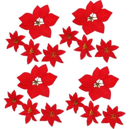 16Pcs Lifelike Christmas Flower DIY Artificial Flower Decor Xmas Tree Flower Photography Props Home Decor For Christmas