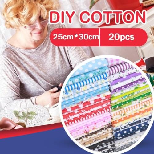 20PCS 25 x 30CM Cotton Craft Fabric Printed Cloth Sewing Quilting Fabrics for Patchwork Needlework DIY Handmade Accessories 20