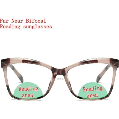 2021 New Outdoor Photochromic Bifocal Reading Glasses Multifocal Near Far Presbyopic Glasses for Women Clear Sunglasses NX