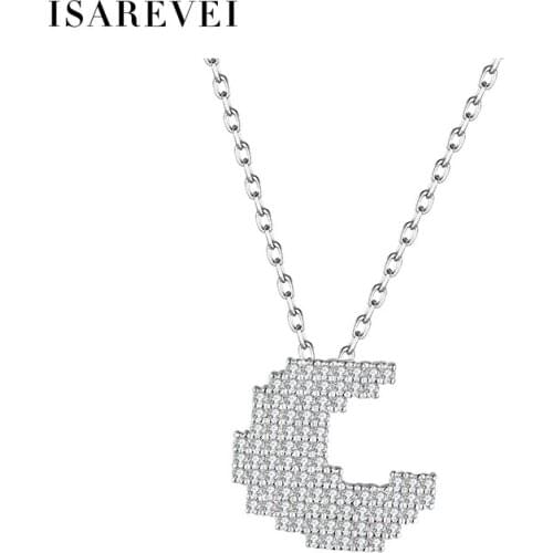 925 Sterling Silver Moon Pendant Pixel Charm Zircon Necklace Senior Clavicle Chain 2021 New 925 Jewelry For Women