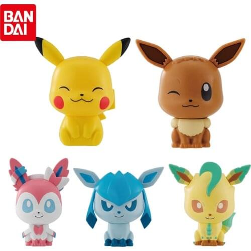 Bandai Genuine Gacha Toys Pokemon Anime Figures Modeling Doll 9 Pikachu Eevee Glaceon Vaporeon Leafeon Action Figure Model Doll