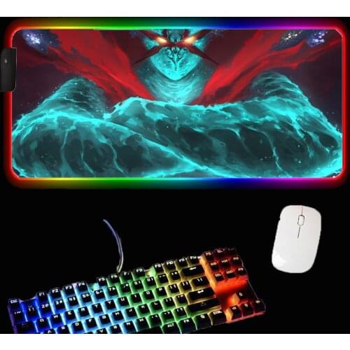 MRGLZY Monster RGB anime big mousepad LED office desk mat large gaming accessories household carpet pad XXL natural rubber