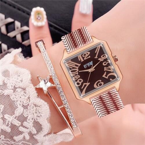 Women Square Arabic Numbers Watches Ladies Fishbone Pattern Leather Strap Watches Female Quartz Clock Reloj Mujer Zegarek Damski