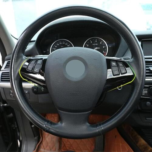 Glossy Black ABS Plastic Car Interior Steering Wheel Decoration Strip Frame Cover Trim for BMW X5 X6 E70 E71 2008-13 Accessories
