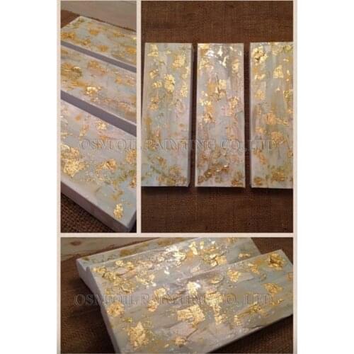 Dafen Oil Painting Factory Supply High Quality Hand-painted Abstract Gold Oil Painting on Canvas 3 Panels Abstract Oil Painting