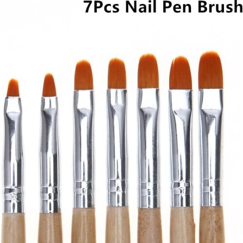 7pcs/set Nail Pen Brush 7 Different Sizes Nail Glue Phototherapy Pen Suitable for Professional Salon or Home Use Gel Nail Brush