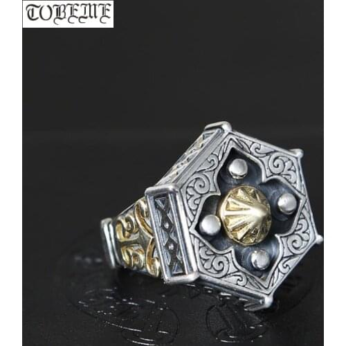 Real 925 Silver Taichi Ring Vintage Pure Silver Good Luck Ring Fengshui Bagua Lucky Symbol Ring Resizable