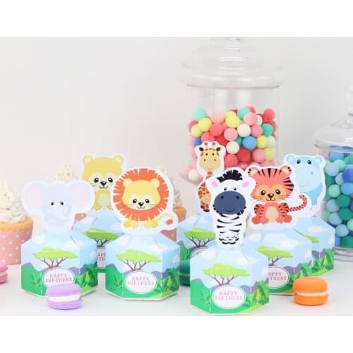 Safari Animal Junle Party Supplies Party Favor Box Happy Birthday Candy Box Animal Safari Party Deocoration
