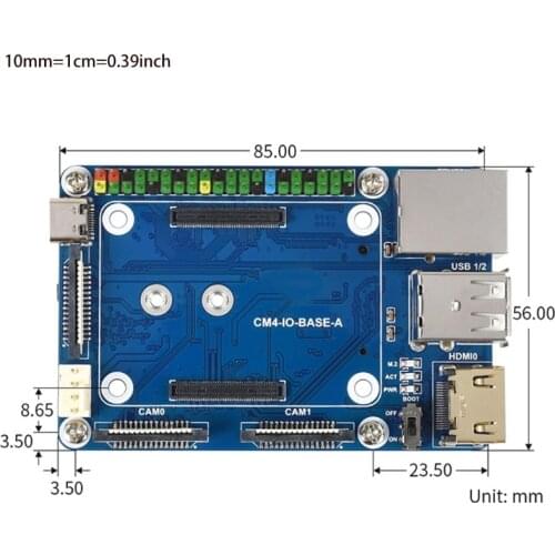 Mini Base Board Designed for Raspberry Pi Compute Module 4 CM4 Powerful Functions in Small Sized Body for Evaluating