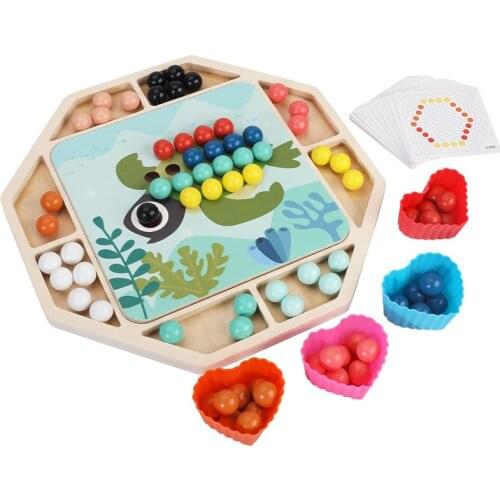 Montessori Educational Wooden Toys Clip Bead Game Baby Exercise Using Spoon Wooden Montessori Early Childhood Training Puzzle
