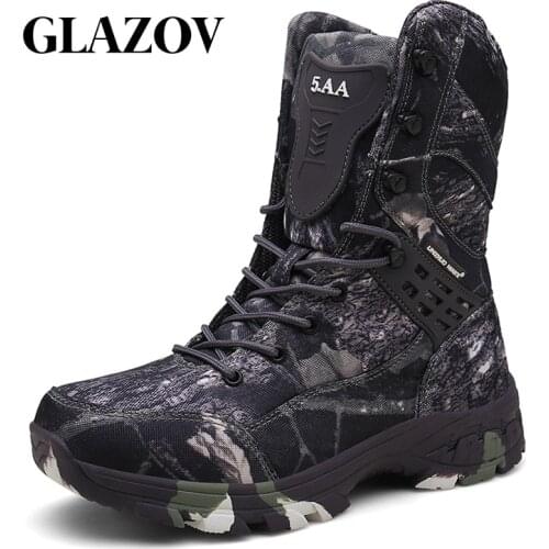Camouflage Gray Men Boots Work Safty Shoes Men Desert Tactical Military Boots Autumn Winter Special Force Army Ankle Boots Men