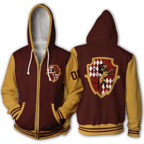 Mens Zip Up Hoodies Lion School Sweatshirts