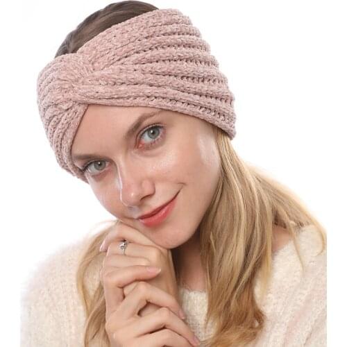 MYZOPER Solid Color Knitting Cross Motion Women Hair Accessories Casual Tide Keep Warm Autumn Winter Scrunchie Hairband