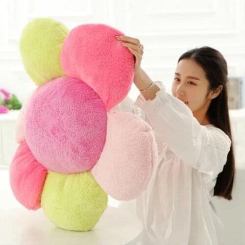 New 60cm Sunflower Pillow Soft Flower Stuffed Doll Colorful Plush Toy Sofa Cushion Gift Home Decoration