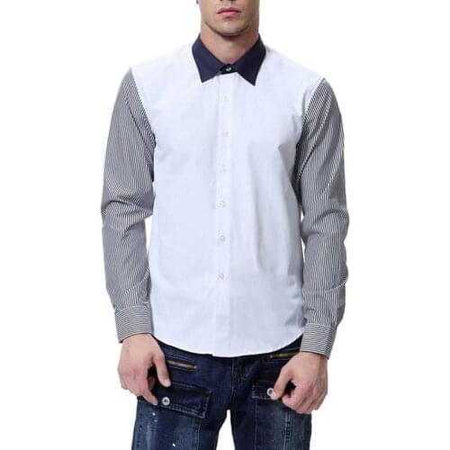 2021 Spring & Autumn New Striped Hit Color Long Sleeved Shirt Plus Size M-5xl Simple Slim Casual Stretch Men Shirt Free Shipping