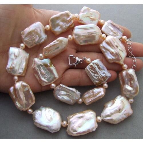 New 18x25mm Natural Pink Keshi Pearl necklace