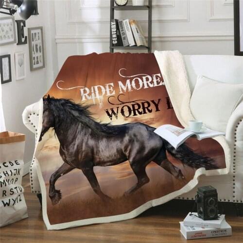Ying Yang Horse 3D Printed Sherpa Blanket Couch Quilt Cover Travel Bedding Outlet Velvet Plush Throw Fleece Blanket Bedspread