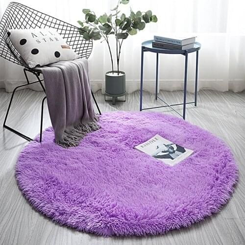 Thick soft skin-friendly non-odor child crawling carpet Nordic ins wind round rug plush bedroom bedside mat hanging basket rug