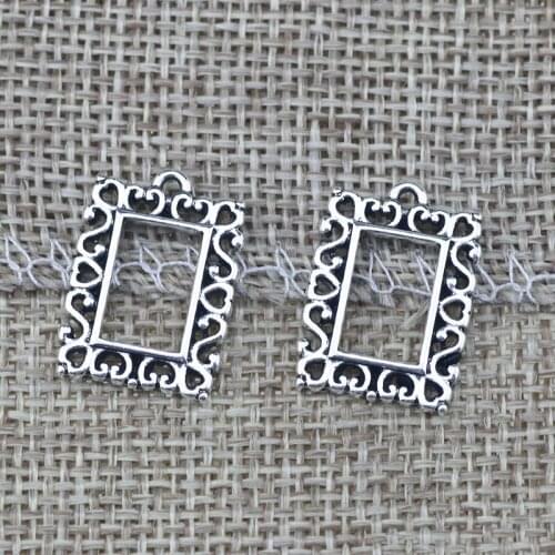 High Quality 20 PCS/Lot 14.6mm*19.9mm Tibetan Silver Diy Handmade Pattern Photo Frame Charms For Jewelry Making