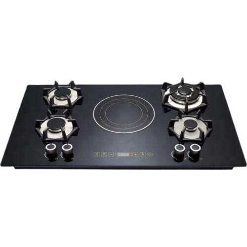 Cooking appliances counter top built in 5 burners hybrid stove 4 gas 1 single electric infrared induction ceramic cooker hob