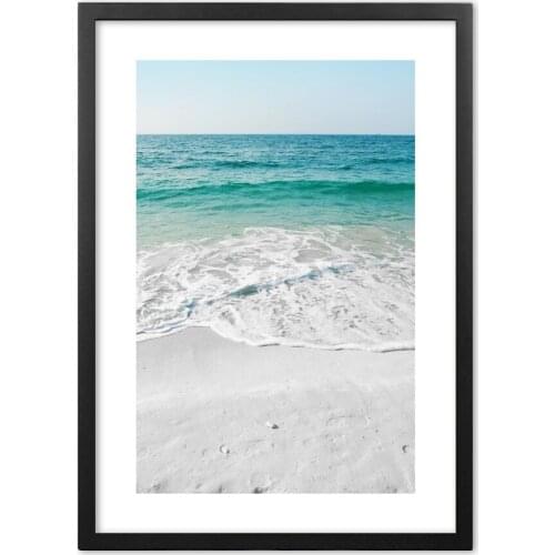 Nordic Sea Wave Cyan Landscape Photography Wall Art Paper Painting Landscape Wall Pictures For Living Room Decor