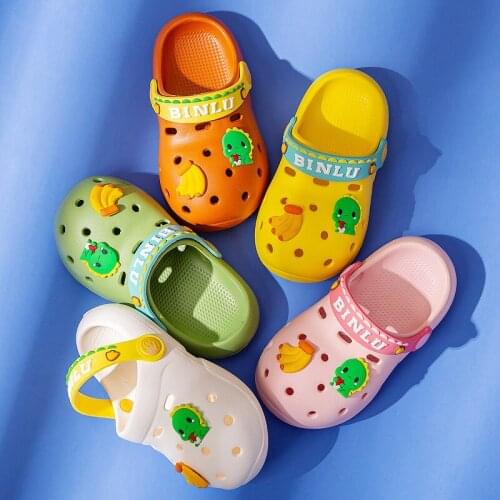 Dinosaur Slippers for Boy Girl Rainbow Shoes 2021Summer Toddler Animal Kids Outdoor Baby Slippers PVC Cartoon Kids Slippers