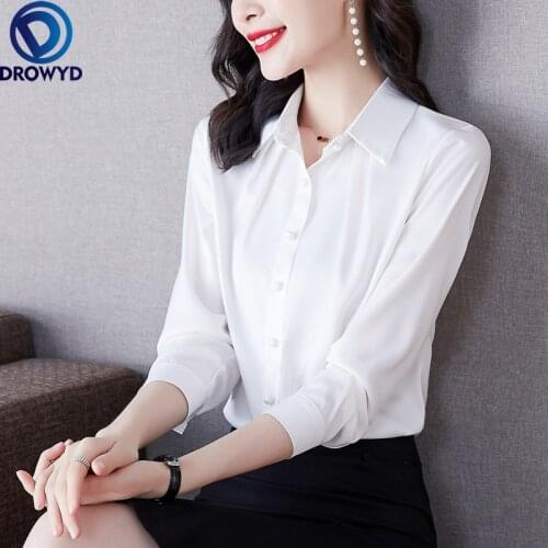 Korean Fashion Silk Women Blouses Office Lady Shirts Satin Long Sleeve Womens Tops and Blouses Plus Size 3XL Blusas Largas shirt