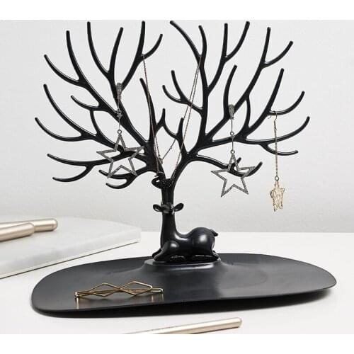 Nordic Deer Black White Earrings Necklace Ring Pendant Bracelet Jewelry Cases and Display Stand Tree Storage Jewelry Key Hanger