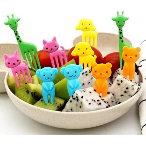 1 Set Cartoon Fruit Fork Animal Party Buffet Fruit Dessert Food Cocktail Sandwich Fork Stick Home Party tableware Picks for Kids