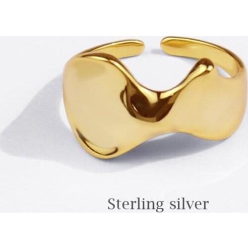 Sole Memory Geometric Wild Round 925 Sterling Silver Female Resizable Opening Rings SRI777