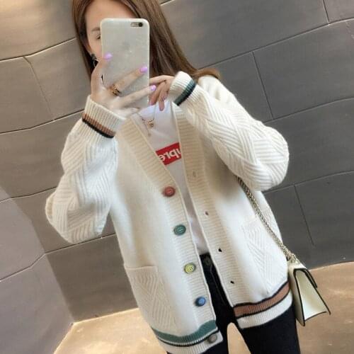 Women Sweater Cardigan Spring Autumn Female Coat Casual Knitted Solid Jacket Single-Breasted Red Yellow Blue Clothes Outwear