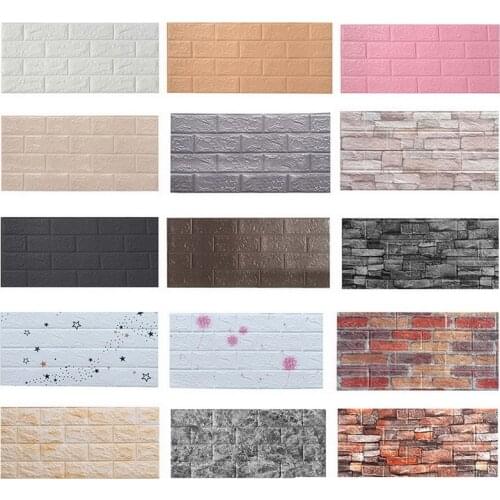1pc 3D Brick Wall Sticker Waterproof Wallpaper DIY Self-Adhesive Backdrop Rustic RetroLiving Room Bedroom House Decoration
