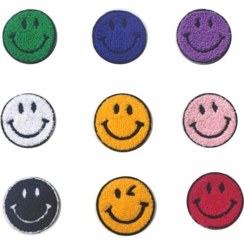 10pcs /lot Cartoon Patch Yellow Round Face patches Embroidery patches for clothing DIY sew on hat Modify Applique