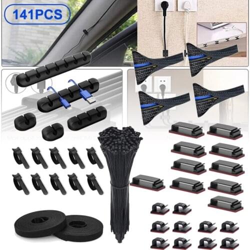 141 Pcs Cord Management Organizer Kit Durable Useful Neat Not Mess Safe Organizers Convenient For Tv Office Home Organizers