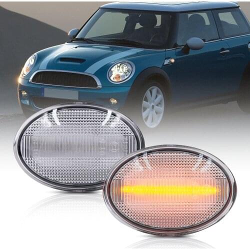 For MINI Cooper MKII 2006-2014 2nd Gen R55 R56 R57 R58 R59 Clear Lens Amber Color LED Front Sidemarker Lamps 2pcs